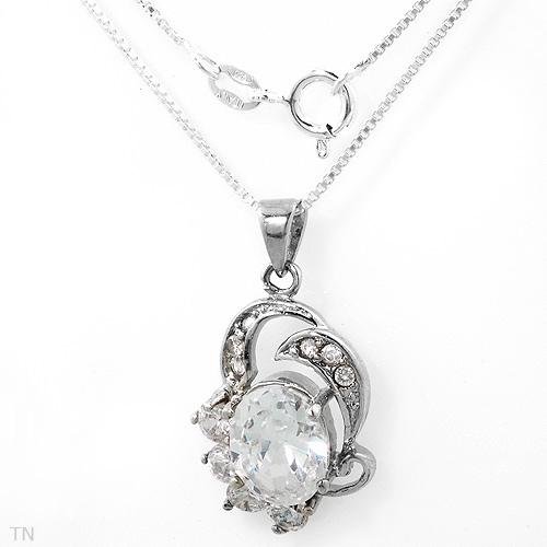 Sterling CZ Oval Necklace
