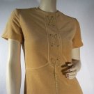1970's Velour Mini Dress with Chain Laced Faux Corset! XS