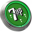 7UP SODA POP COLA FAST FOOD RESTAURANT NEON CLOCK SIGN