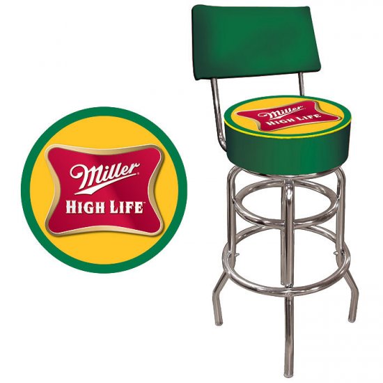 MILLER HIGH LIFE BEER BAR STOOL BACK CHAIR FREE SHIP