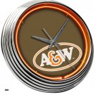 NEW A&W ROOT BEER FAST FOOD RESTAURANT NEON CLOCK SIGN