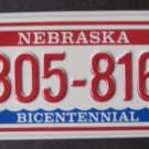 1982 POST CEREAL BICYCLE STATE LICENSE PLATE NEBRASKA