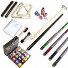 Billiard Pool Cue Balls Sticks Rack Brush Chalk Set New