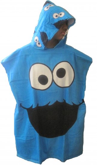 Sesame Street Cookie Monster Hooded Bath Beach Cotton Towel Robe