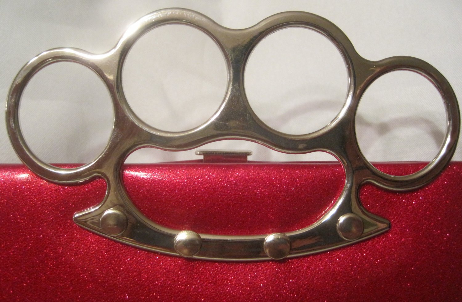 Hot Pink Brass Knuckle Duster Clutch Wallet Hand Bag Purse