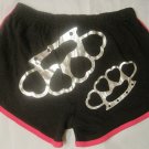 Brass Knuckle Duster Hot Sexy Heart Cheeky Booty Shorts  Size Small