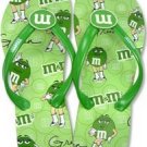 M&M Chocolate Candy Green Girl Flip Flop Sandal Shoes 7/8