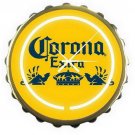 Corona Extra BeerYellow Bottle Cap Bar Sign Neon Clock
