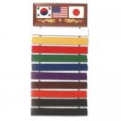 Korean Japanese US Flag Taekwondo Karate Kung Fu Jiu Jitsu Martial Arts Black Belt Display