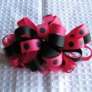 Hot Pink & Black Polka Dot Hairbow