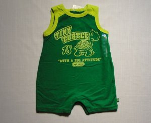 THE CHILDREN'S PLACE Boy's 3-6 Months Tiny Turtle Green One-Piece Romper, NEW