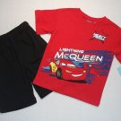 DISNEY Boys 4T CARS Lightning McQueen Shorts Outfit NEW