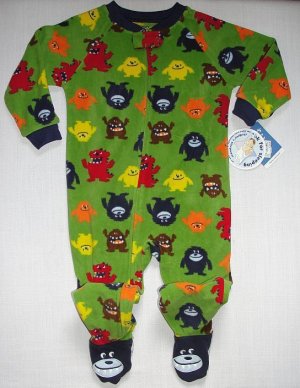 CARTER'S SUPER-COMFY Boy's 3T Fleece 'MONSTER' Sleeper