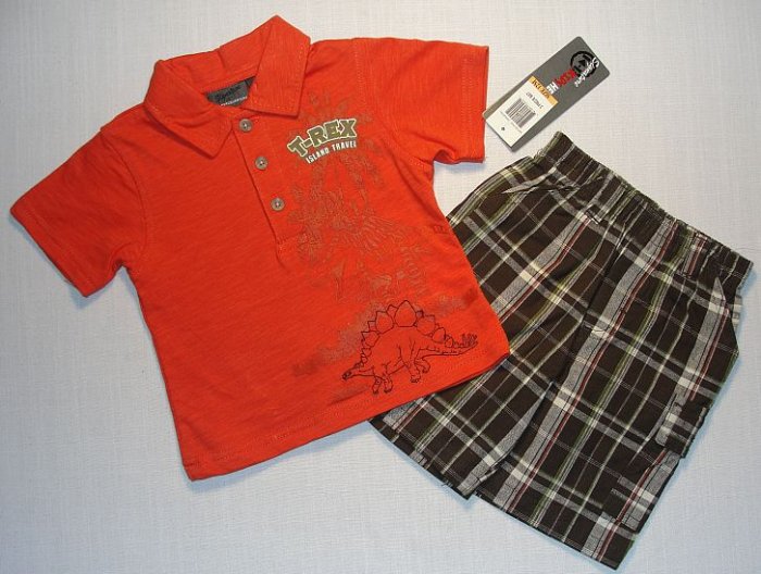 KIDS HEADQUARTERS Boys 18 Months Dinosaur Shorts Outfit NEW