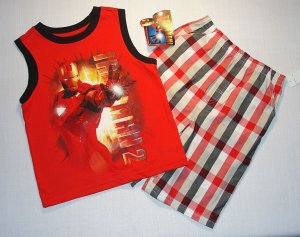 MARVEL IRONMAN Boy's Sz 2T Tank Top, Shorts Outfit, NEW