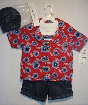 B.T. KIDS Boy's 4T 4-Piece Denim Shorts Set w/ Hat, NEW