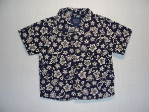 Bowen & Wright Boy's Size 24 Months Navy Blue Floral Short-Sleeved Shirt