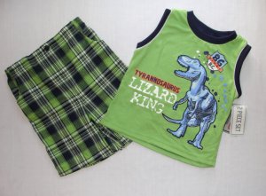 LITTLE REBELS Boy's 4T T-REX Dinosaur Shorts Outfit NEW