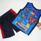 DC SUPER FRIENDS Heroes Boy's 4T Navy Shorts Set, NEW