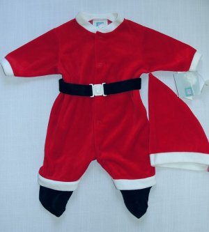 LITTLE ME 3 Months Red Santa Claus Suit and Hat Set, NEW