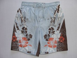 SAND N SUN Boy' Size XS 4/5 Blue Floral Tropical Swim Shorts, Trunks