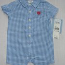 CHAPS Boy's Blue 3 Months Checkered Summer Romper, One-Piece, NEW