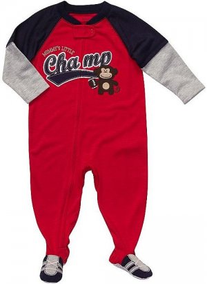 CARTER'S Boy's 18 Months MOMMY'S LITTLE CHAMP Monkey Pajama Sleeper, NEW