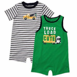 CARTER'S Boy's 6 Months Romper Set, TRUCK LOAD OF CUTE, NEW