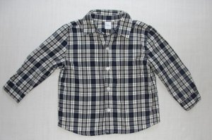GEORGE Boy's 24 Months Blue Plaid Long-Sleeved Shirt