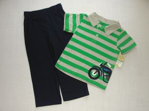 CARTER'S Boy's Size 3T Striped Motorcyle Shirt, Pants Set, NEW