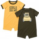 CARTER'S Boy's 6 Months Girl's Dig Me, Construction Romper Set, NEW