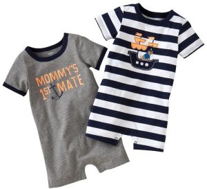 CARTER'S Boy's 6 Months PIRATE DOG, MOMMY'S 1st Mate Romper Set, NEW