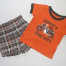 CARTER'S Boy's 6 Months MOMMY'S LITTLE DAREDEVIL Shorts Outfit, Set, NEW