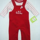 CIRCO Boy's, Girl's 3 Months MY 1st CHRISTMAS Red Overalls, Shirt Set, NEW