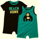 CARTER'S Boy's 6 Months Romper Set, BEACH HUNK and GORILLA, NEW