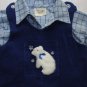 REBECCA RAGGS ORIGINAL Boy's 9 Months Blue Winter Shirt, Overalls Outfit, Set