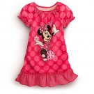 DISNEY Girl's Size 2/3 Pink Dot Snowflakes MINNIE MOUSE Nightgown, NEW, NWT
