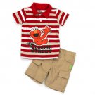 SESAME STREET Boy's Size 4T Polo Shirt, Khaki Shorts Set, Outfit, NEW