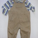 FIRST IMPRESSIONS Boy's Size 18 Months Khaki Overalls, Shirt Outfit, NEW