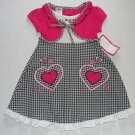 KID ZONE Girls 3T Pink Shrug Checkered Seersucker Dress, Hearts, NEW