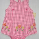 CARTER'S Girl's 12 Months Pink Checkered Floral Summer Romper, Sunsuit, NEW