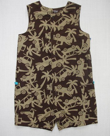 CARTER'S Boy's 18 Months Brown Tropical Adventure Shortall Romper, NEW