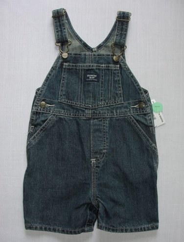 OSHKOSH BLUE Boy's 18 Months Carpenter Painter Denim Shortalls, Overalls, NEW