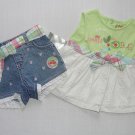 FLAPDOODLES Girl's 12 Months Summer Sleeveless Top Denim Shorts Set, Outfit, NEW