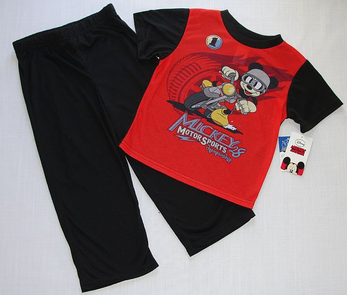 DISNEY MICKEY MOUSE Motor Sports Motorcycle Size 3T Pajama Pants Set, NEW