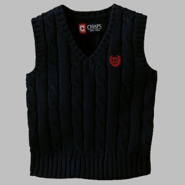 CHAPS Boy's Size 4/4T Navy Blue Cable Knit Sweater Vest, NEW, MSRP: $30.00
