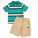 NAUTICA Boy's Size 4 Striped Polo Shirt, Khaki Cargo Shorts Set