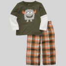 CARTER'S Boy's Size 4T MONSTER Plaid Pajama Pants Set, NEW