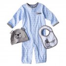 JUST ONE YOU Boy's Size 6 Months DOGS Romper, Bib, Hat Set, NEW