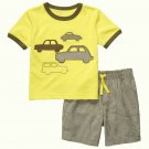 CARTER'S Boy's Size 4T CARS Shirt, Checkered Shorts Set, Outfit, NEW
